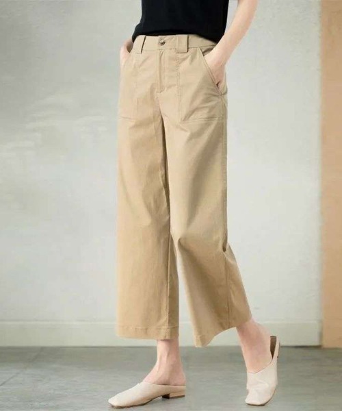 新品未使用✨ MHL. チノパン　レディース　バックストラップ付き チノパン 八分丈ストレートチノパンツ レディース : ZOZOTOWN Yahoo!店