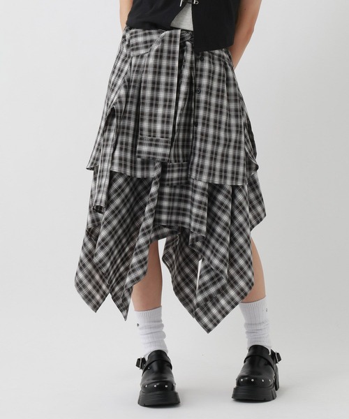 repipi armario（レピピアルマリオ） スカート チェックシャツレイヤー
