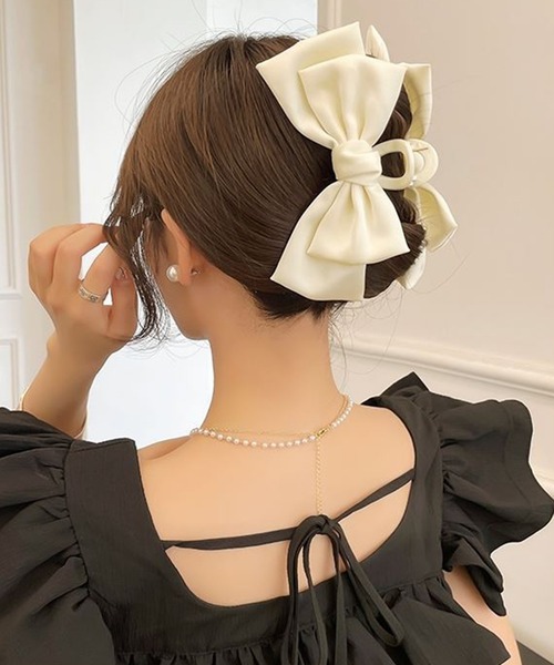 IRADOWL（アイラドール） ヘアクリップ サテンリボンバンスクリップ