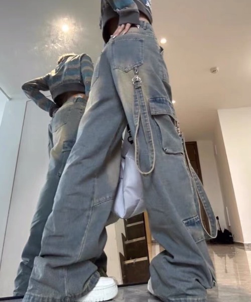 「Sibra」 デニムパンツ M サックスブルー レディース_画像3