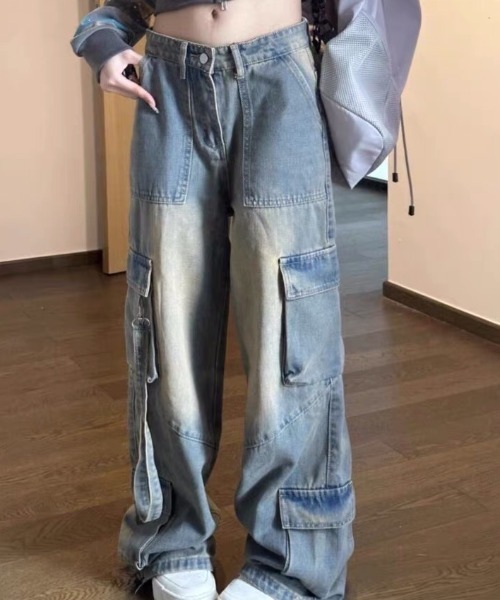 「Sibra」 デニムパンツ M サックスブルー レディース_画像4