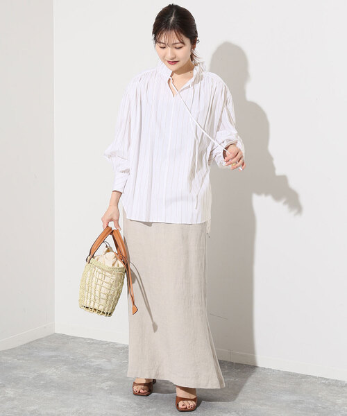 「SLOBE IENA」 長袖ブラウス FREE ブルー レディース_画像8