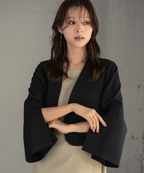 「Flolia」 ノーカラージャケット M ブラック レディース_画像5