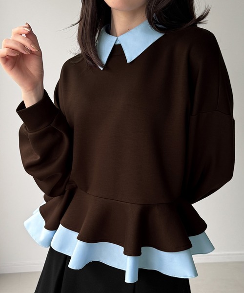 「junoah」 スウェットカットソー MEDIUM ネイビー レディース_画像5