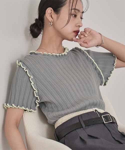 「miette」 半袖ニット FREE ブラウン レディース_画像8