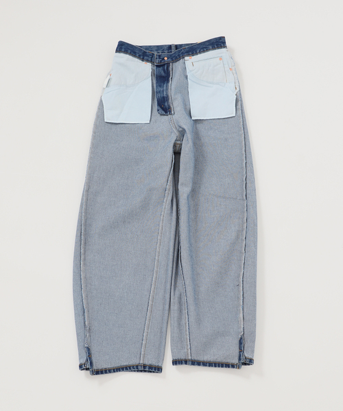 ワイドパンツ パンツ 「追加10」ウォッシャブル / DU JOUR / デュ ジュール BARREL BAGGY JEAN レディースの画像