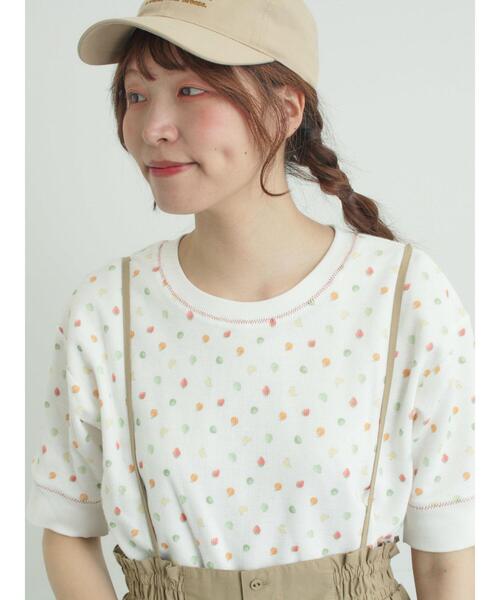 新品同　イッセイミヤケ ワッフルカットソー 半袖　ベージュ×ホワイト　サイズ2 Samansa Mos2（サマンサモスモス） tシャツ 半袖 「メルヘン×Samansa