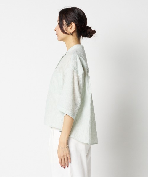 ブラウス シャツ STRIPE BAND COLLER SHIRT レディース | HELIOPOLE | 08