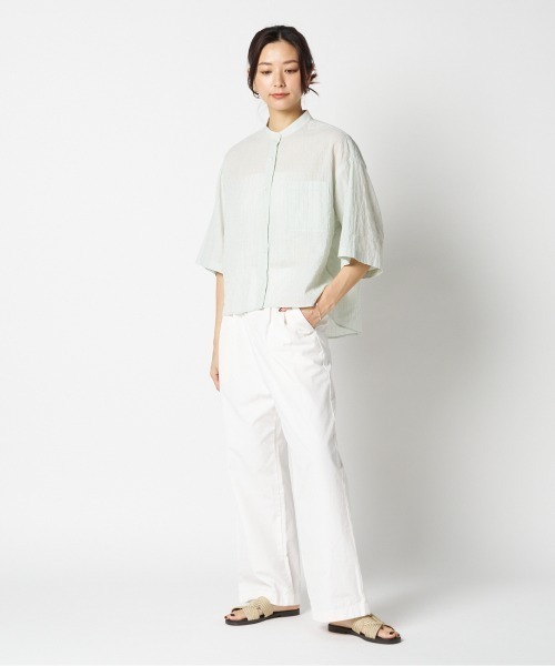 ブラウス シャツ STRIPE BAND COLLER SHIRT レディース | HELIOPOLE | 05
