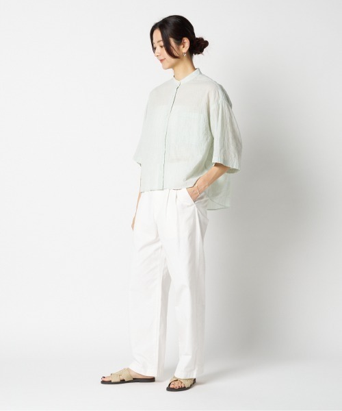 ブラウス シャツ STRIPE BAND COLLER SHIRT レディース | HELIOPOLE | 06
