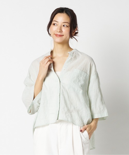 ブラウス シャツ STRIPE BAND COLLER SHIRT レディース | HELIOPOLE | 03