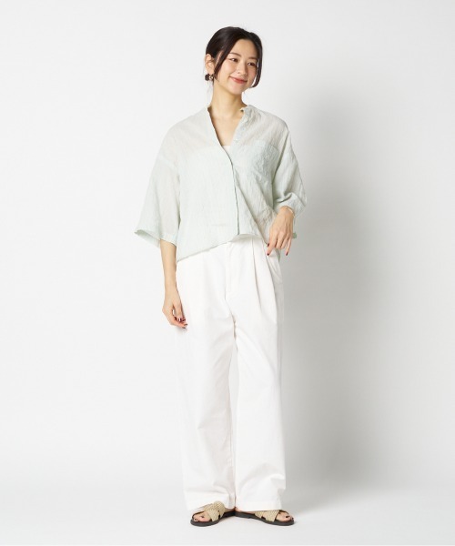 ブラウス シャツ STRIPE BAND COLLER SHIRT レディース | HELIOPOLE | 04