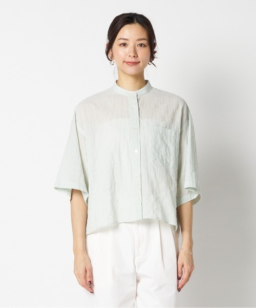 ブラウス シャツ STRIPE BAND COLLER SHIRT レディース | HELIOPOLE | 07