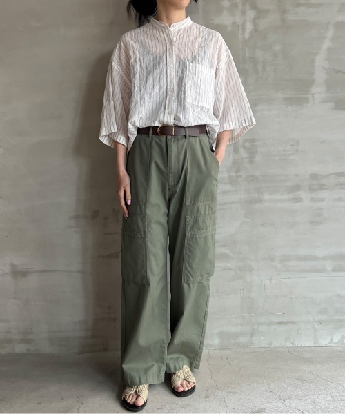 ブラウス シャツ STRIPE BAND COLLER SHIRT レディース | HELIOPOLE | 18