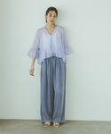 カーディガン 夏 シルキータッチシアーフリルカ...の詳細画像1