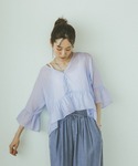カーディガン 夏 シルキータッチシアーフリルカ...の詳細画像5