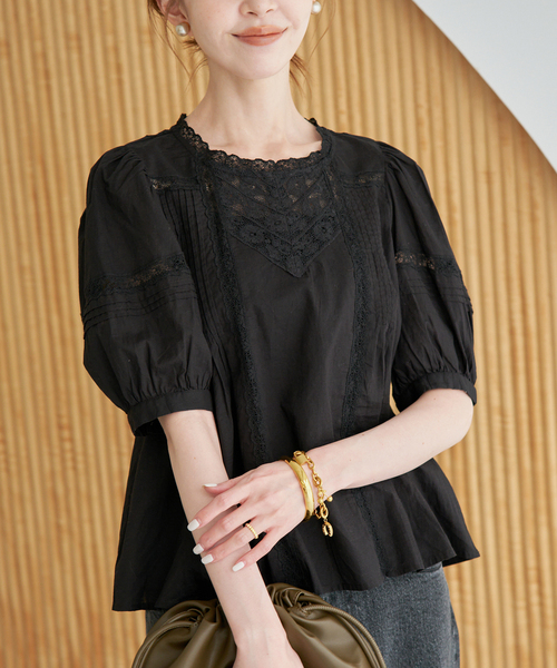 SLOBE IENA（スローブイエナ） ブラウス シャツ 半袖 マニーレース