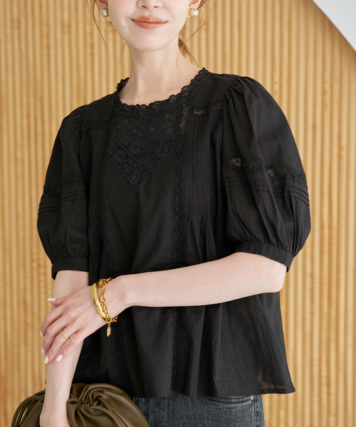 SLOBE IENA（スローブイエナ） ブラウス シャツ 半袖 マニーレース