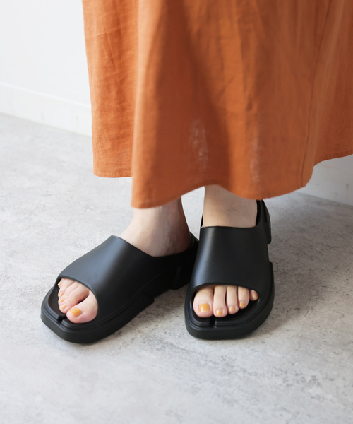 「JOURNAL STANDARD relume」 フラットサンダル 24cm ブラック レディース_画像2