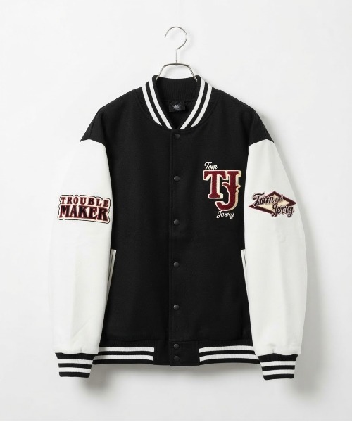 ワ*』様 【新品未使用】タングラム　TANGRAM バックロゴスタジャンブルゾン スタジャン 「TOM＆JERRY/トムとジェリー」裏起毛サガラ刺繍スタジアム
