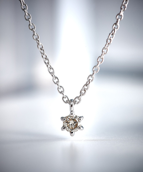 エステール K10 ホワイトゴールド 1粒 ダイヤモンド ネックレス シルバー ESTELLE ネックレス K10 ホワイトゴールド ダイヤモンド ESTELLE