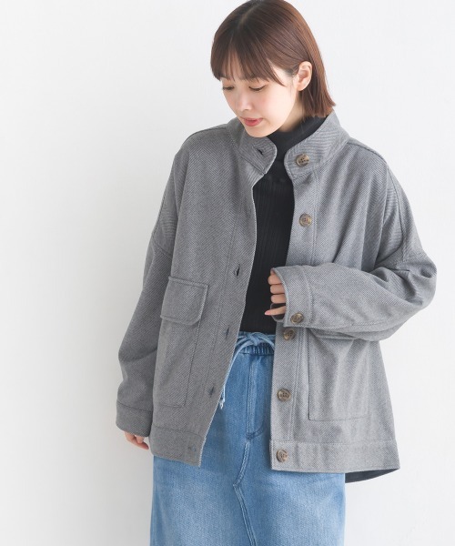 OMNES（オムネス） コート アウター フェイクウールヘリンボーン