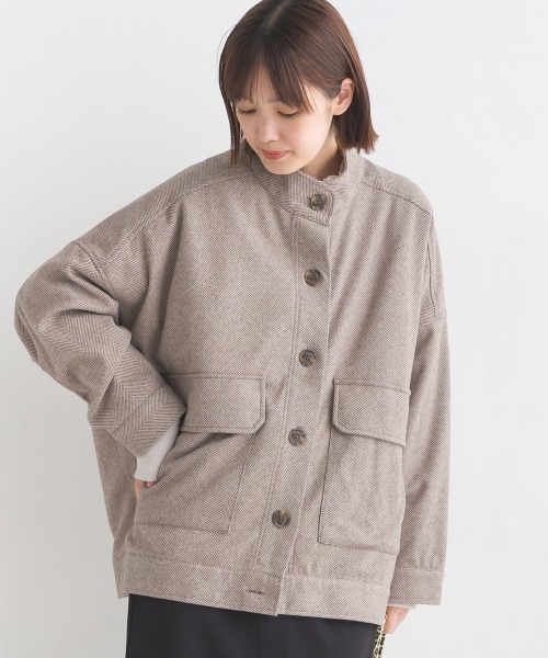 [Premium]人気★ かわいい !ウール70％ヘリンボーンコート★ 楽天市場】JUNOAH callautia ヘリンボーンステンカラーロング