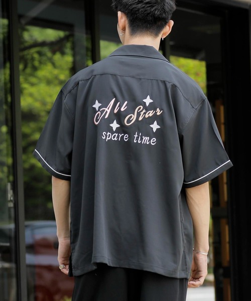 Beno（ビーノ） シャツ 半袖 ルーズシルエット オープンカラー
