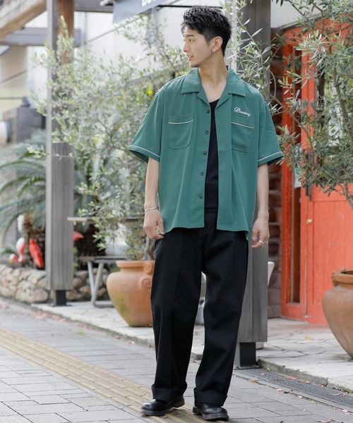 Beno（ビーノ） シャツ 半袖 ルーズシルエット オープンカラー