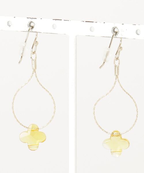 ピアス JewCas Colorcloverガラスストーン クロス シンプル ピアス