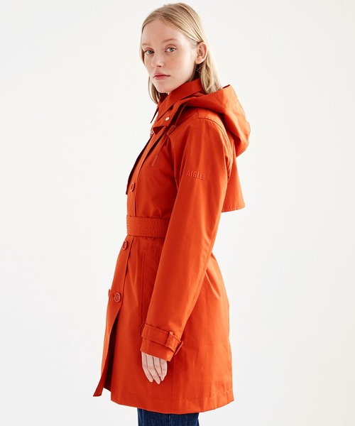 トレンチコート コート GORE-TEX ゴアテックス 防水 防風 透湿 2WAY ミドル丈トレンチコート  フード取り外し可 レディースの画像
