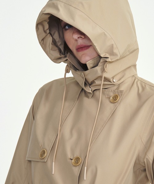 トレンチコート コート GORE-TEX ゴアテックス 防水 防風 透湿 2WAY ミドル丈トレンチコート  フード取り外し可 レディースの画像