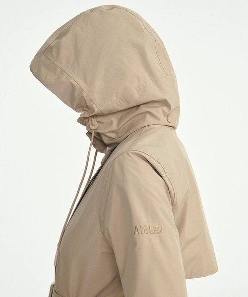 トレンチコート コート GORE-TEX ゴアテックス 防水 防風 透湿 2WAY ミドル丈トレンチコート  フード取り外し可 レディースの画像