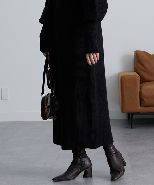 BALMAIN バルマン エンブレムボタン リブニット ワンピース ブラック