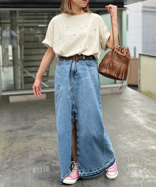 mi via loca tシャツ Tシャツ ビジュー付きTシャツ レディース