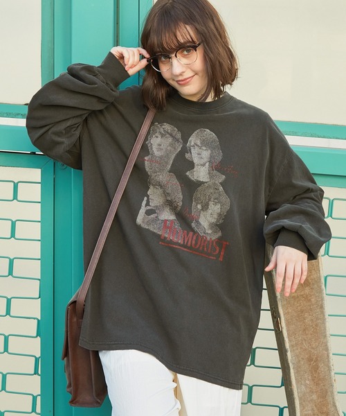 tシャツ ヴィンテージライクピグメントビックロンT レディース