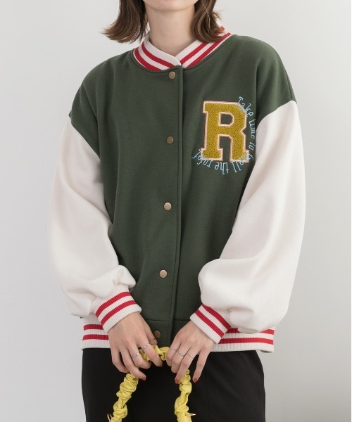 ad thie（アドティエ） スタジャン パイルワッペン 刺繍ロゴ 裏起毛