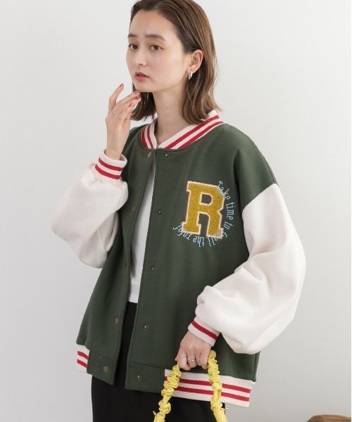 未使用 LRG XL スタジャン ジップアップ ブルゾン 刺繍 ロゴ 薄手 春 未使用 LRG XL スタジャン ジップアップ ブルゾン 刺繍 ロゴ