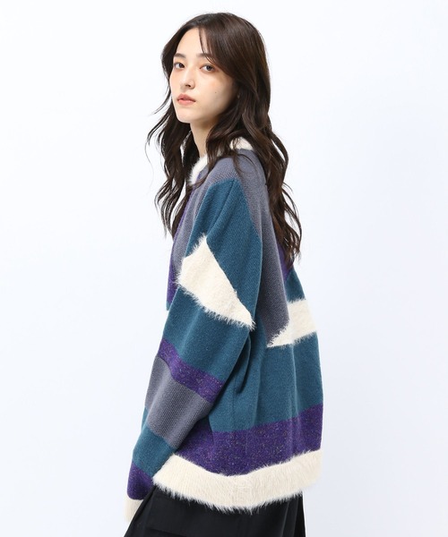 通販 Anui 「UNISEX」バイカラーキカパターンニット ニット トップス