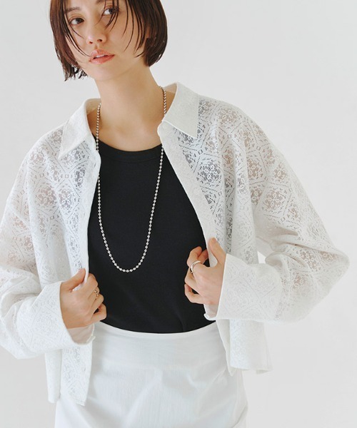 RASW ブラウス シャツ 「RASW」レースクロップドワイドシャツ