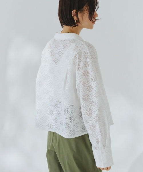 RASW ブラウス シャツ 「RASW」レースクロップドワイドシャツ