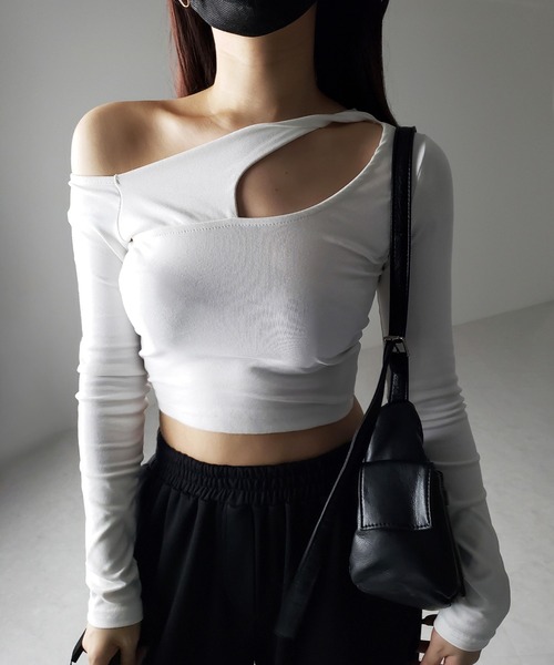 me+em select tシャツ 「 3color 」ワンショルダーカットアウト