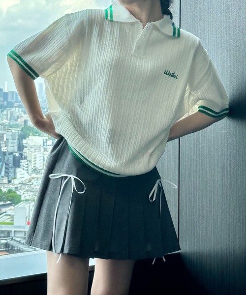ニット セーター 「UNISEX」Wai Kei／ラインPOLOニットT レディース メンズ WaiKei ニット セーター 「UNISEX」Wai Kei／ラインPOLOニットT