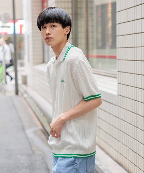 ニット セーター 「UNISEX」Wai Kei／ラインPOLOニットT レディース メンズ WaiKei ニット セーター 「UNISEX」Wai Kei／ラインPOLOニットT