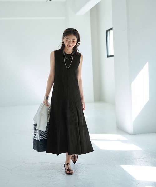 STYLE DELI ワンピース 「LUXE」パネル編みフレアワンピース