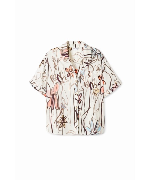 新品タグ付き！デシグアル シャツ！ デシグアル Desigual デニムディテール&花柄刺繍のレディース