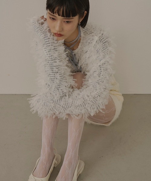 VIOLETTA カーディガン フリンジショートカーディガン