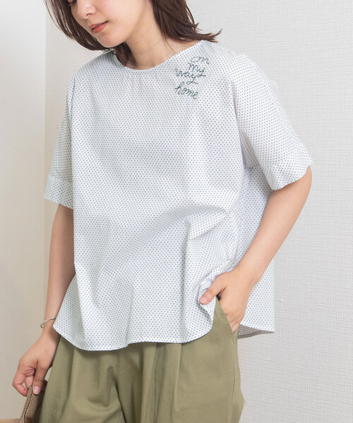 ブラウス シャツ on my way  刺繍ドルマンブラウス レディース