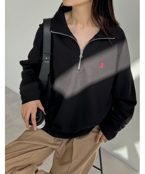 トレーナー スウェット 「U.S. POLO ASSN.」「別注」ワンポイント刺繍ハーフジップスウェットプルオーバー レディース