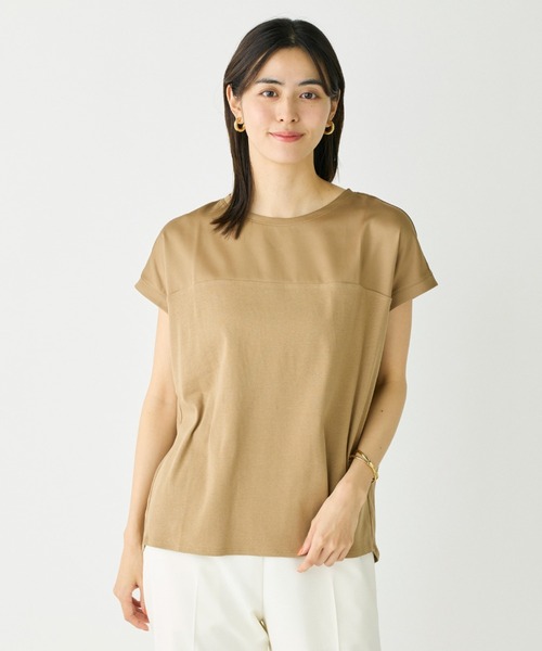 tシャツ サテン切り替えドルマンスリーブカットソー「スビン綿MIXフライス」 レディース I.T.'S. international tシャツ サテン切り替えドルマンスリーブ
